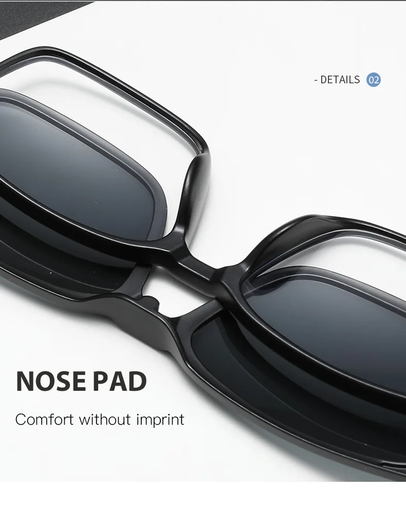 VCKA 5 Clips Magnet Sonnenbrille Objektiv Männer Myopie Fahren Gläser TR90 Rahmen Anpassen Rezept-0,5 ZU-6,0 Frauen brillen – Detail 13
