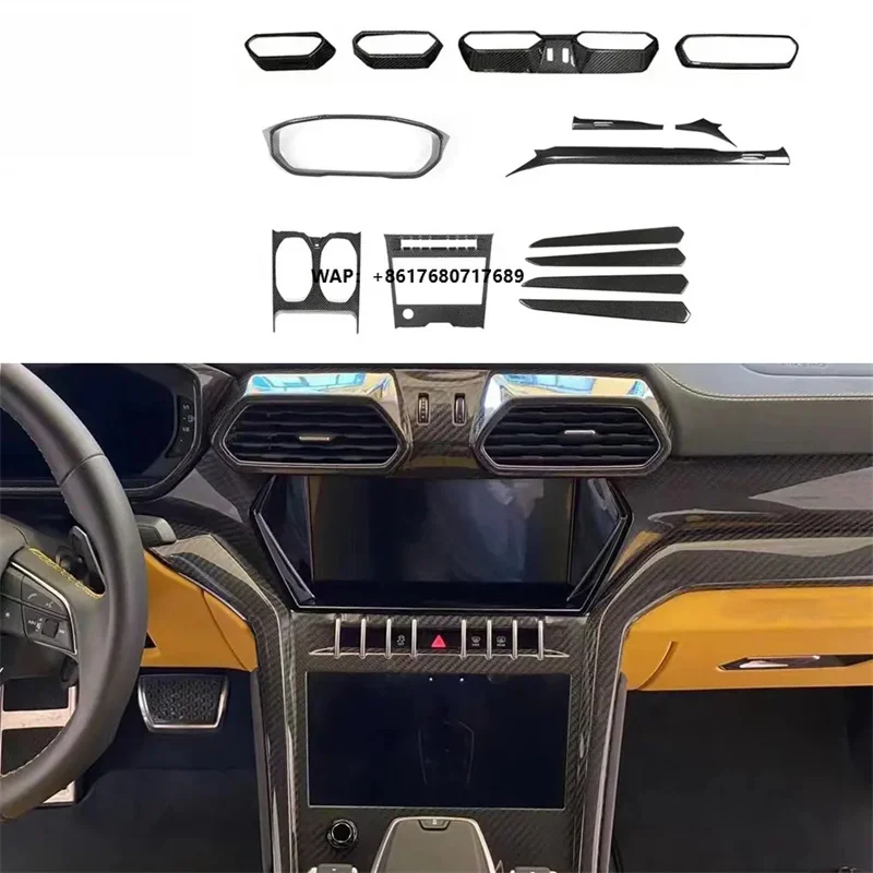 Dry Carbon Fiber Paste Style Central Control Dashboard Vents Inside Panels Interior for  Urus