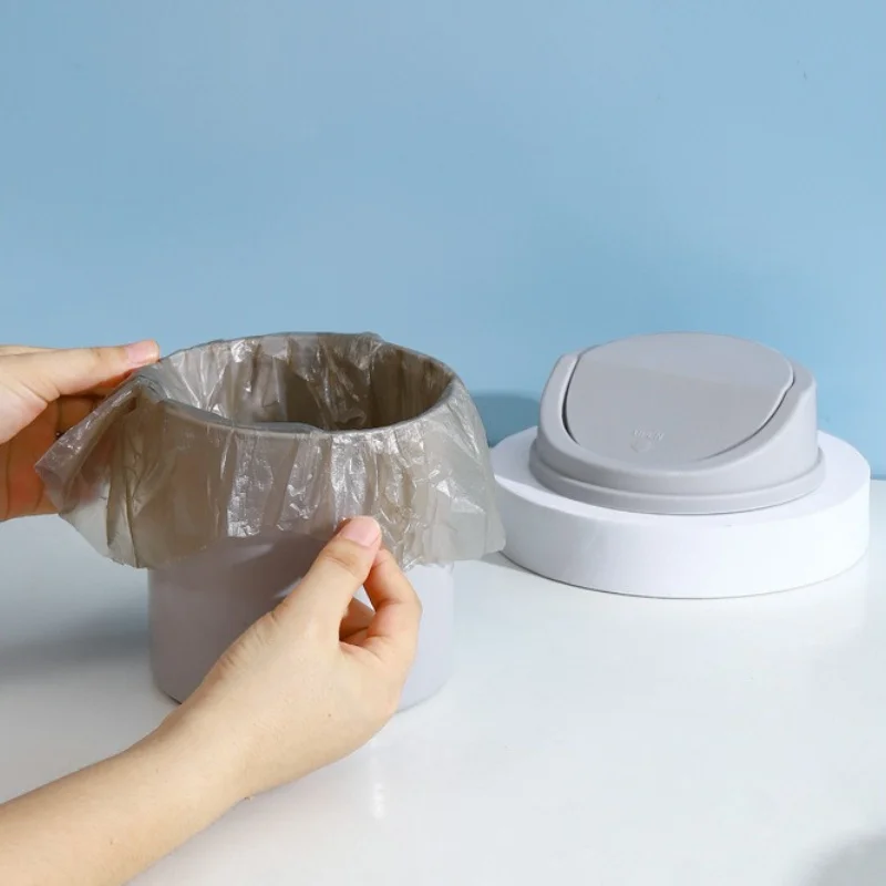 Mini Desktop Trash Can,Rotating Top Waste Basket, Suitable for Home, Office, Kitchen, and Bedroom Vanities,Cylindrical Trash Bin