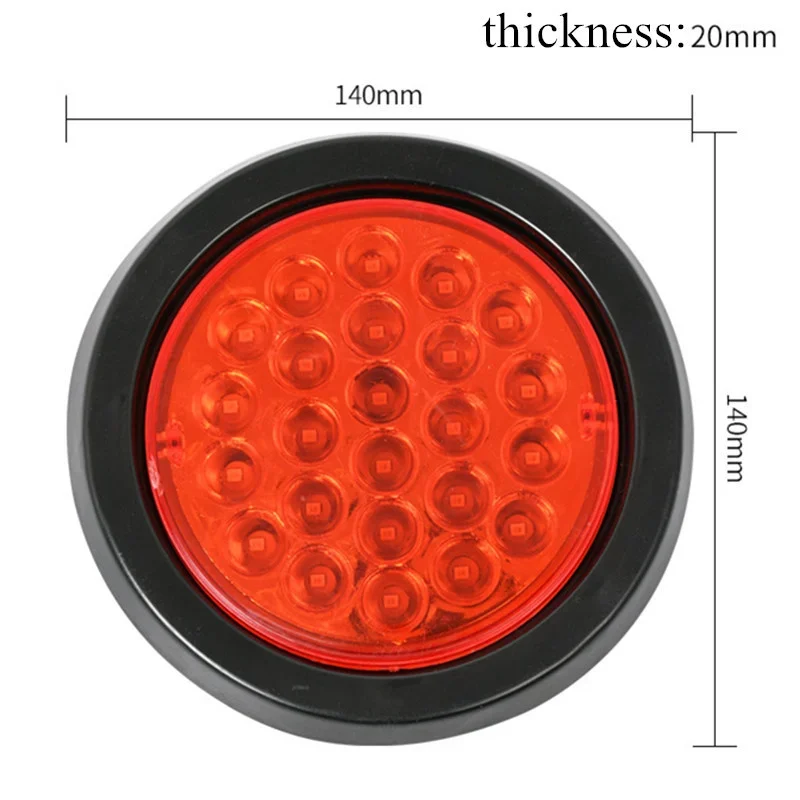 2Pcs 24V 24 LED Rear Tail Brake Stop Marker Lights Indicator Car Truck Trailer Round Reflector Warning Lamps Red Yellow White image 4
