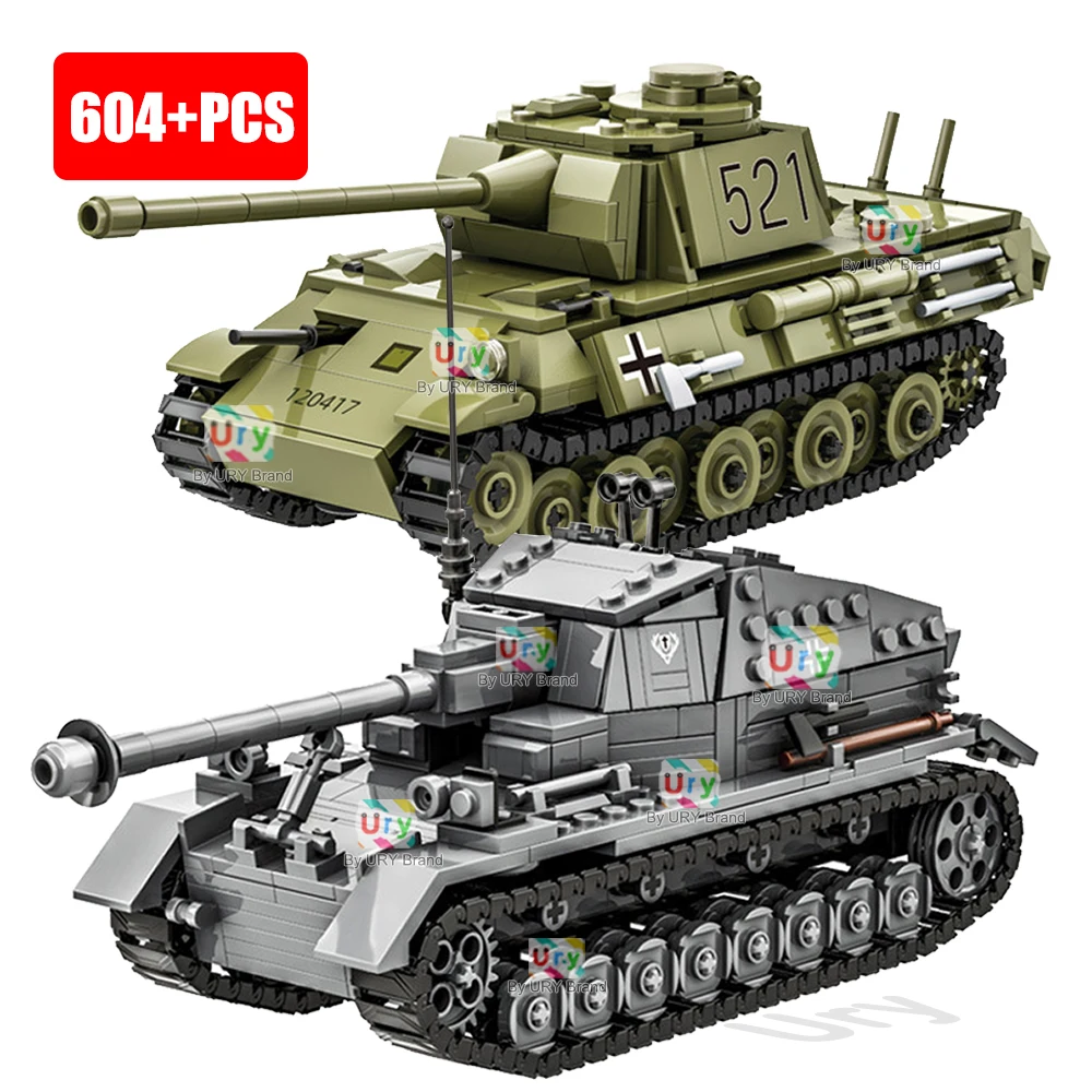 

WW2 Tanks Army Main Battle T-34 Medium Tank Military Leopard Max Tank Destroyer Building Blocks Bricks Kids Children Toys Gifts