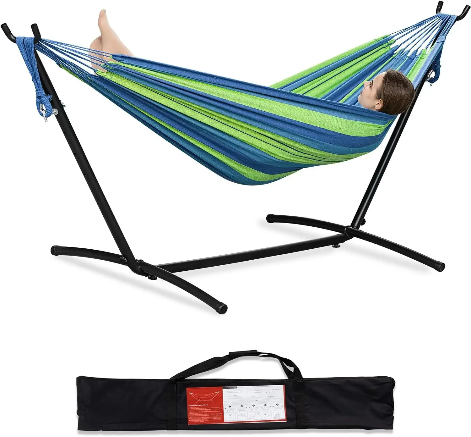 Spreader bar Load 500lb for Patio Porch Garden Backyard Outdoor and Indoor Double Hammock with Steel Stand and Removable