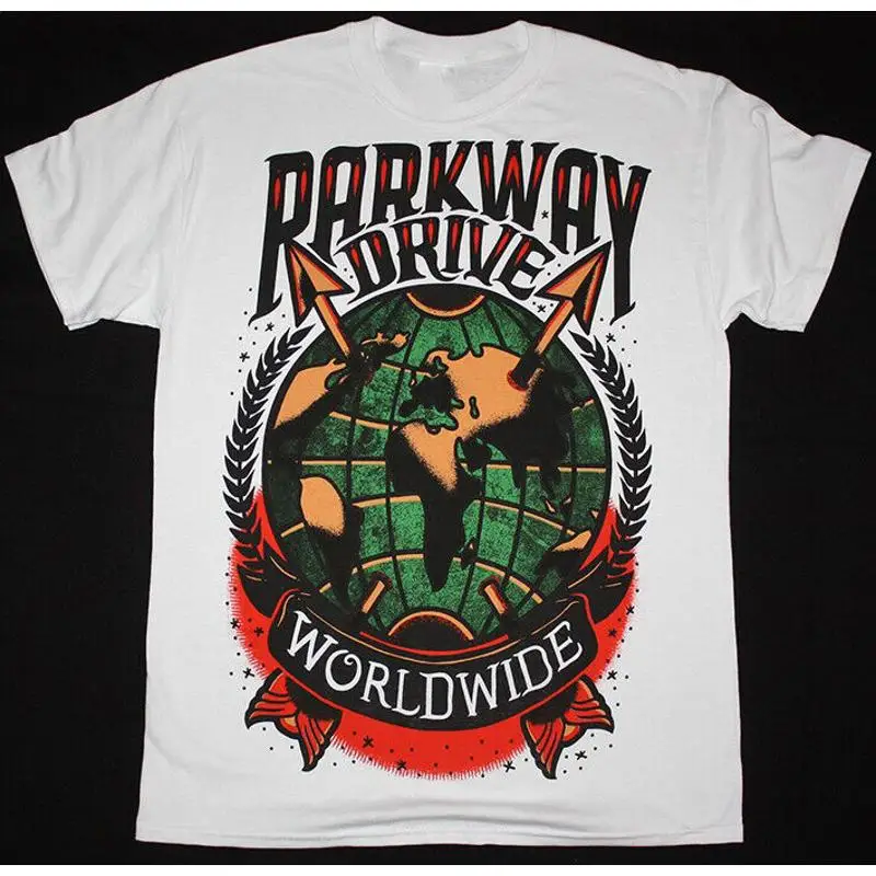 تي شيرت Vtg Parkway Drive Band من القطن الثقيل باللون الأبيض S 5XL J642
