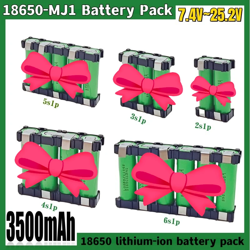

MJ1 18650 battery pack 3S1P 4S1P 5S1P 6S1P 2S1P custom battery welding 3500mAh battery pack 7.4V to 25.2V