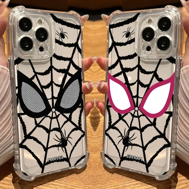 

Marvel Spider Man Eye Clear Case For iPhone 17 16 15 14 13 12 11 Pro Max 16e 17e Air 13 15 Plus XS XR X 8 Shockproof Phone Cover