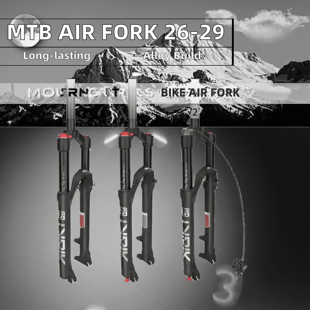 26 27.5 29 Inch MTB Front Fork with Air Suspension Aluminum Crown and 9mm Axle Straight Steerer Type Mountain Bike Parts