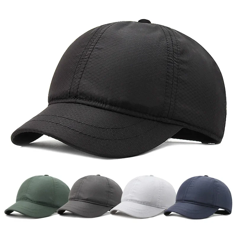 Male Summer Thin Polyester Short Brim Baseball Caps Men and Women Outdoors Casual Big Size Sun Hat 55-62cm 5 Colors