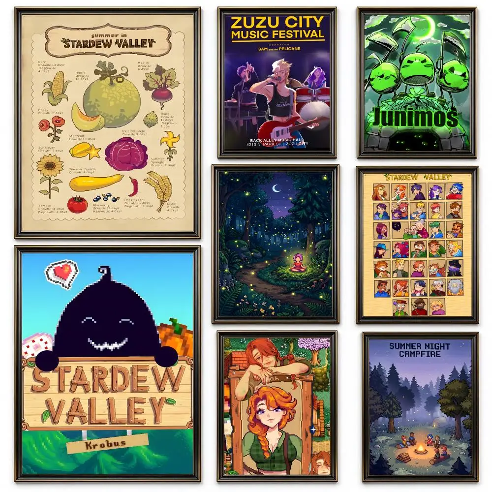 Stardew Valley Game Classic Farm Art Poster HD Home Sticky Wall Waterproof Home Living Room Bar Aesthetic Decor