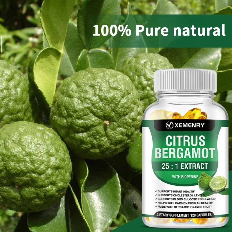 Cápsulas de suplemento Natural prémium para hombres y mujeres, extracto de bergamota Citrus 25:1, sin GMO