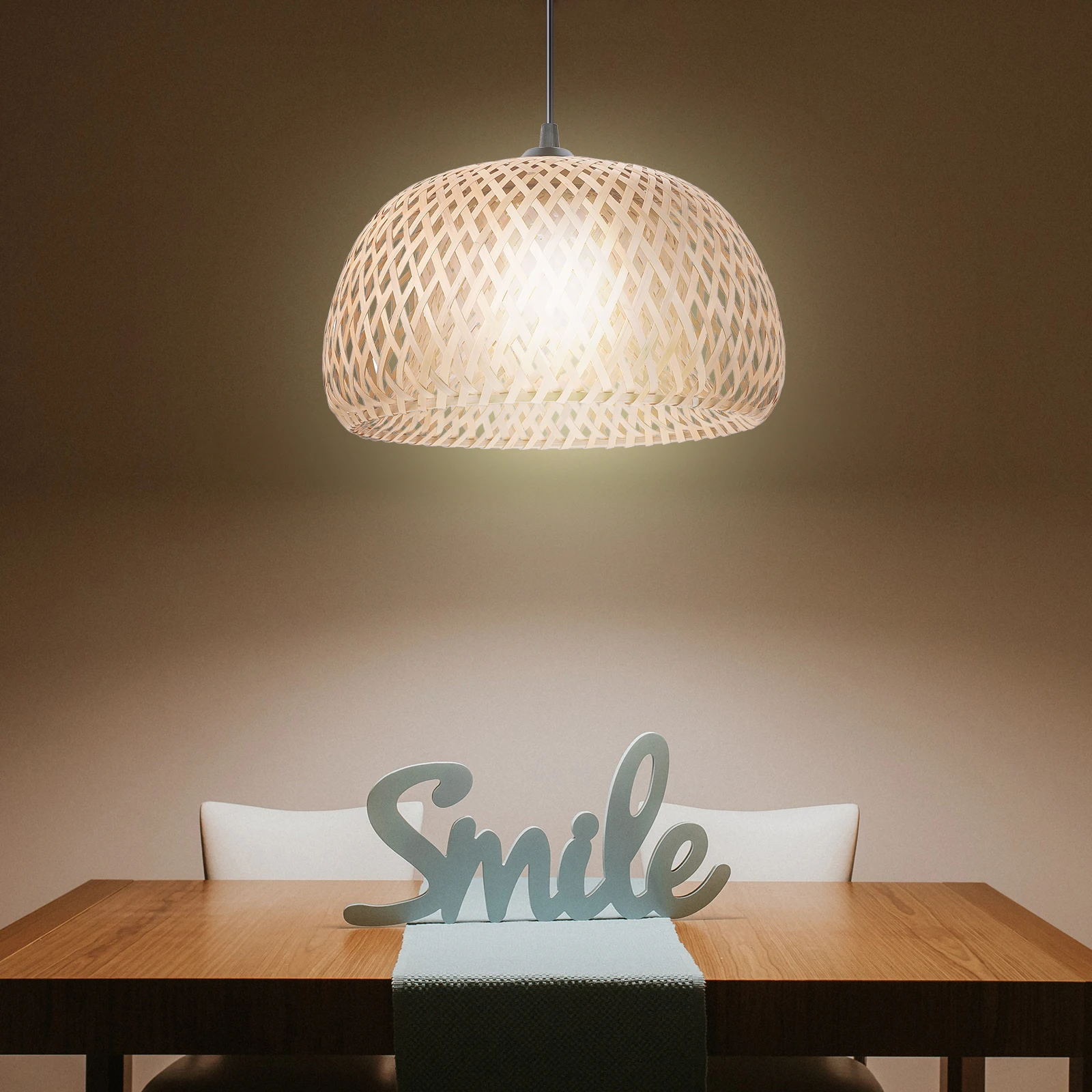 

1set 1Set Bamboo Woven Chandelier Pendant Lamp Pastoral Style Ceiling Light Durable Hanging Decorative Light Woven Ceiling Lamp