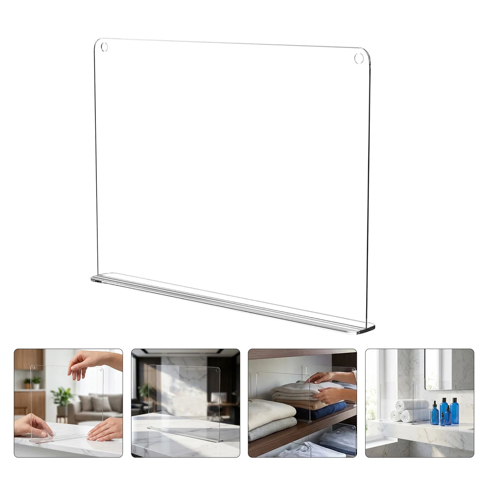 4Pack Acrylic Clear Closet Shelf Dividers Removable Adhesive Wood Shelf Separators Storage Organizer Book Dividers for Shelves