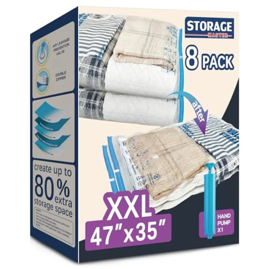 

XXL Jumbo Vacuum Storage Bags, 47''X35'' Extra Large Space Bags for Blanket, Bedding, Comforters