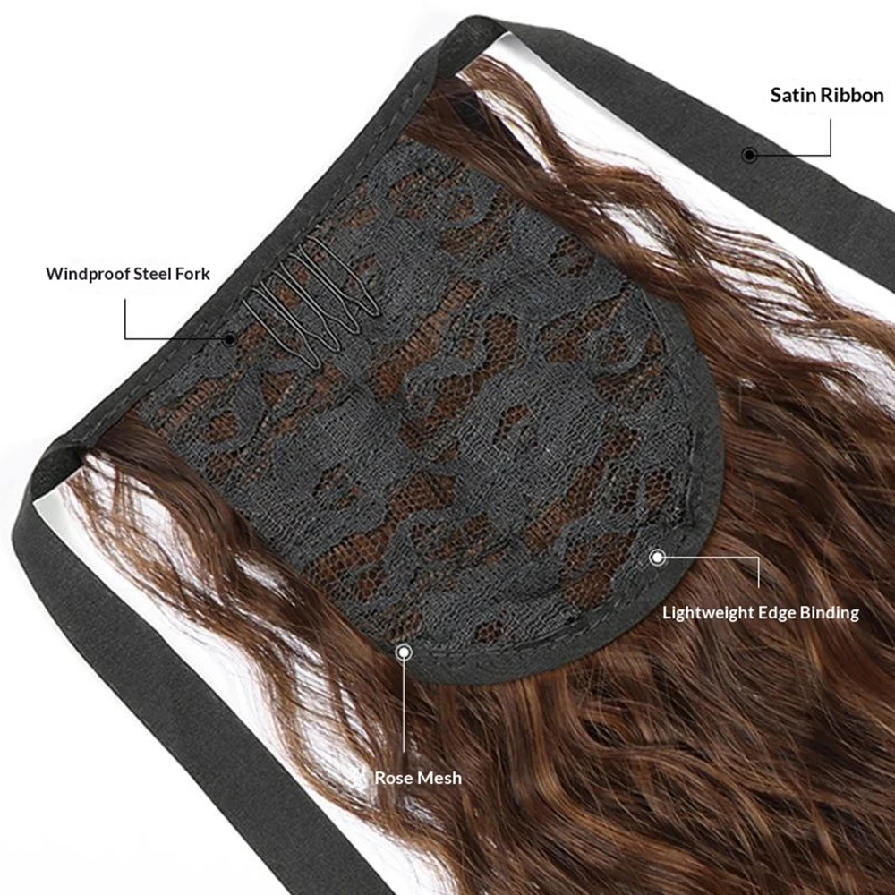16/24Inch Synthetic Long Kinky Curly Ponytail Drawstring Clip In Ponytail Black Blonde Hair Extension for Women ﻿