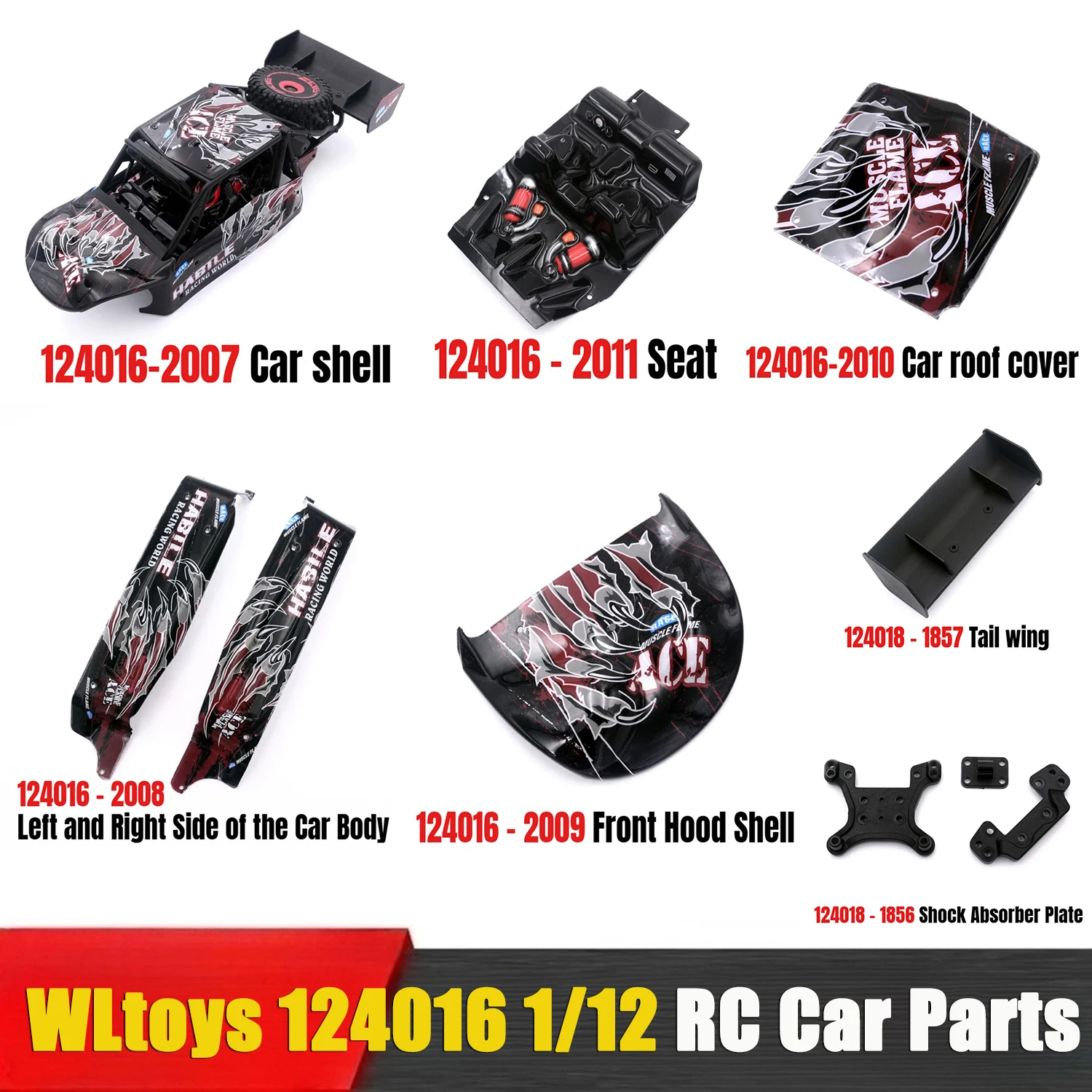 WLtoys 124016 1/12 RC Car Parts Outer Shell Rear Seat of Cab Headstock Chair 124016- 2007 / 2008 / 2009 / 2010 / 2011 / 2012