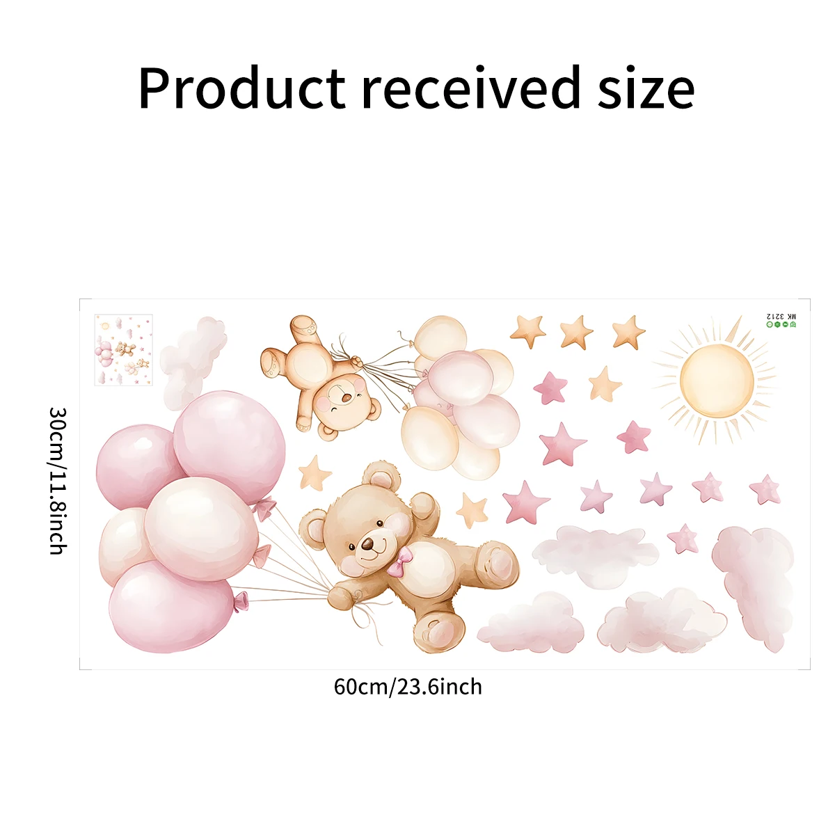 1PC Little Bear Cloud Star Balloon Pattern Stickers Room Bedroom Home Wall Beautification Decoration Stickers - view 3