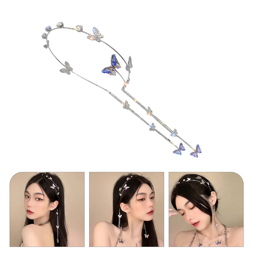 

Butterfly Tassel Headband Hair Accessory for Girls with Crystal Decorative Hoop Women Headbands