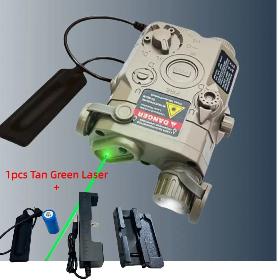 PEQ15 Tactical Infrared & Green Laser Indicator - 2.5 Interface Mouse Tail Control LED Flashlight with Fast-Slow Strobe Mode