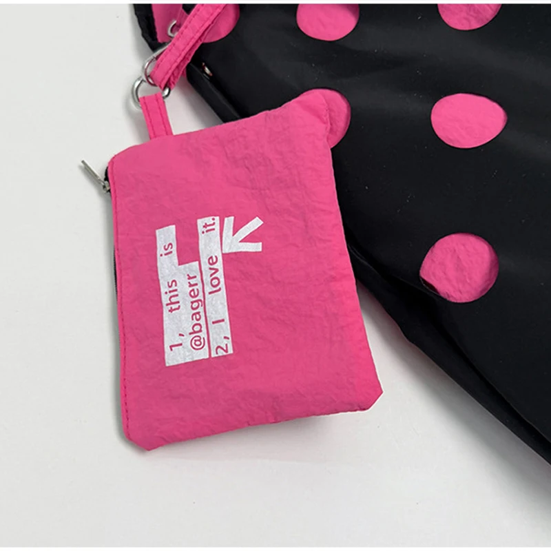 Polka Dot Schultertasche mit passender Handtasche, Damen-Handtasche im Colorblock-Design, leichte, lässige, vielseitige Pendler-Tragetasche – Detail 4