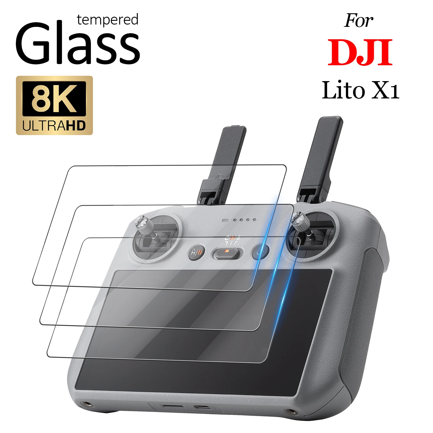 3 peças de vidro temperado transparente HD para DJI Lito 1 X1, protetor de tela, película protetora anti-arranhões para controle remoto com tela
