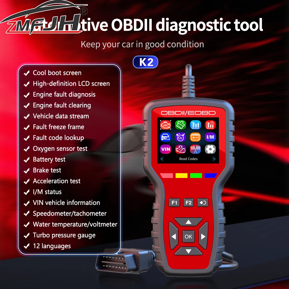 

Диагностический сканер OBD2, считыватель кодов двигателя, считывание/сброс кодов неисправностей, тестер автомобильного аккумулятора для автомобильных аксессуаров