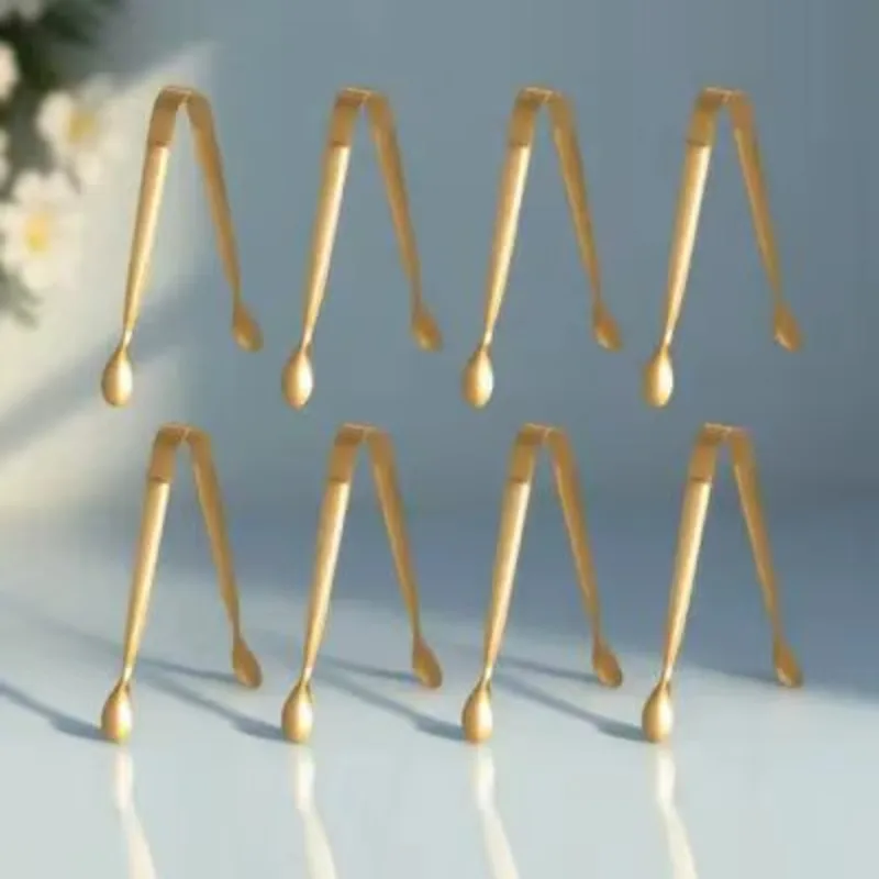 

8pcs Stainless Steel Ice Tongs Cube Clips Food Tong Kitchen Cooking Tool Serving For Cocktails Whiskey Tea Barbecue Buffet
