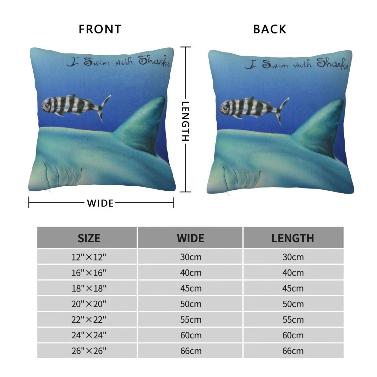 Pilot Fish I Swim With Sharks Pillowcase Polyester Linen Velvet Creative Zip Decor Home Cushion Case
