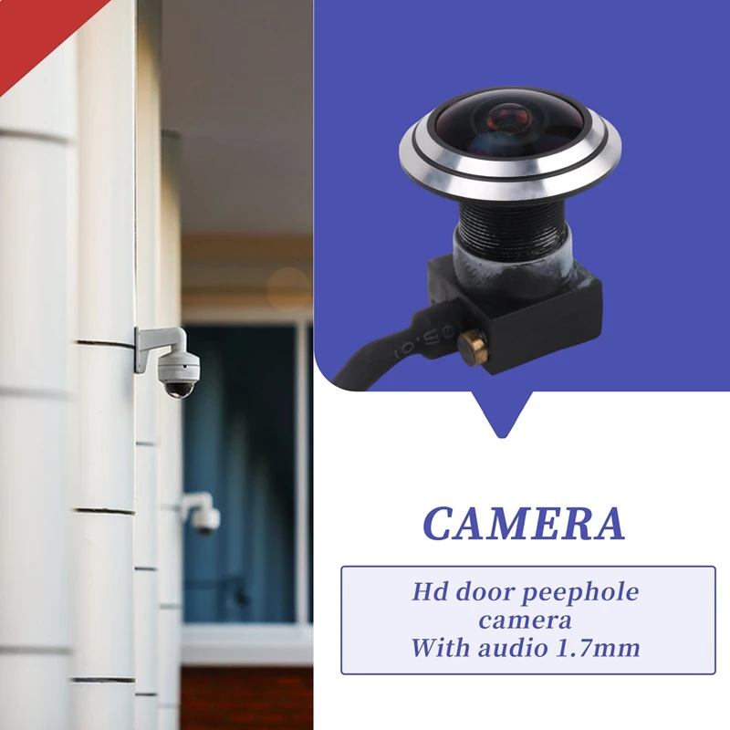 Câmera de vídeo panorâmica olho de peixe ahd, 1.7mm, 2mp, 1080p, visor de olho mágico, ângulo amplo para segurança doméstica