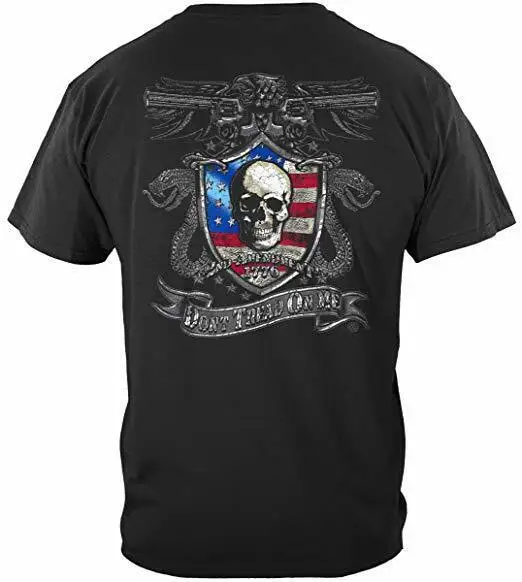 

Second 2nd Amendment Don't Tread On Me American Flag Skull Snake T Shirt RN2243