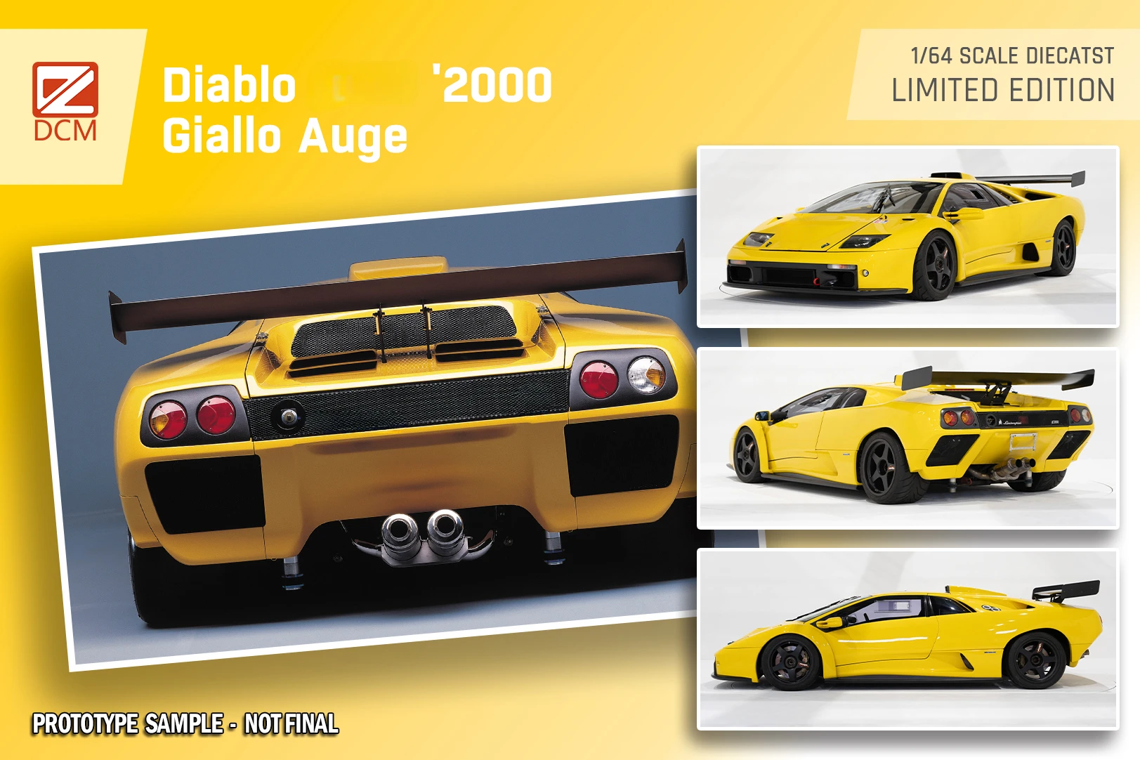 **Pre-order ** DCM 1:64 Diablo Diablo Yellow  Orange  White Diecast Model Car