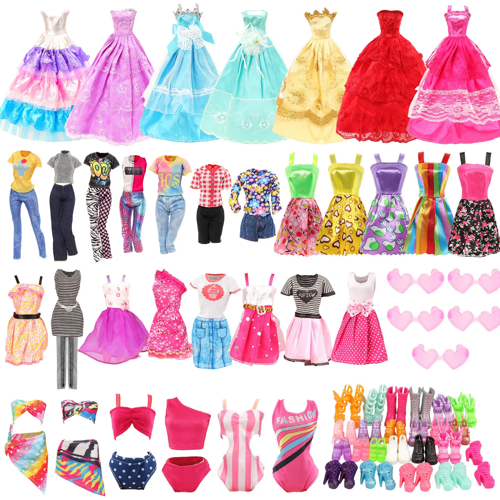 

Fashion Handmade 31 Items/lot Accessories Toy= 10 Doll Dresses +3 Swimsuit + 3 Wedding dresses Clothes For Barbie Dressing Game