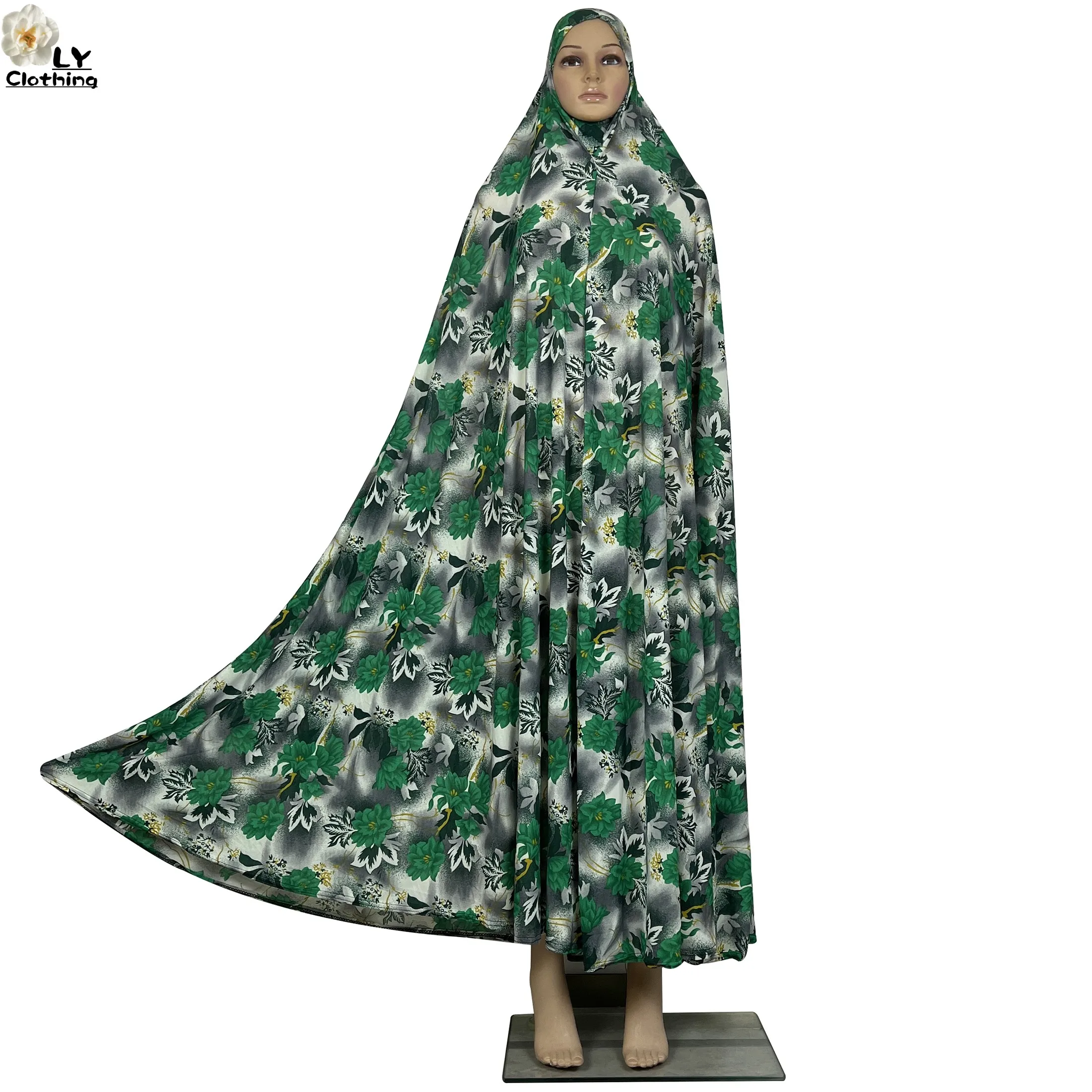 2024Muslim Ramadan Women Hooded Abaya Prayer Garment Loose Casual Dress Fashion Print Floral Dubai Saudi Robe Islamic Clothing