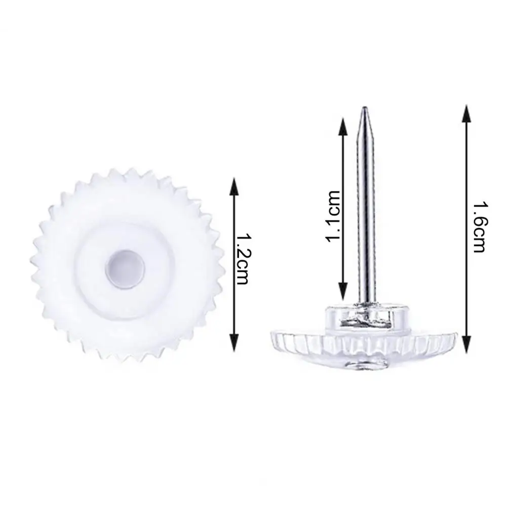 Plástico transparente Cabeça Polegar Tachas, Clear Pins Push, Fixação de documentos escolares, Pushpin Profissional, Material de Escritório Escolar, 100Pcs