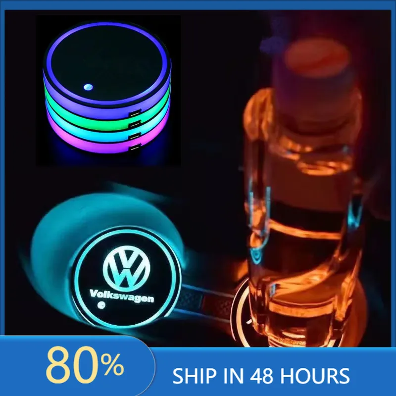 

Крышки ступицы, новый 7-цветный светодиодный автомобильный подстаканник, светящаяся подставка для чашки с водой, подставка для VW Volkswagen Polo Jetta Golf Beetle CC GTI gol