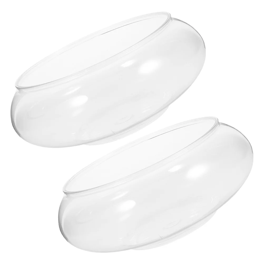 

2Pcs Desktop Small Clear Plastic Fish Tank Aquarium Bowl Round Fish Breeding Box Suitable for Home Office Garden Decoration
