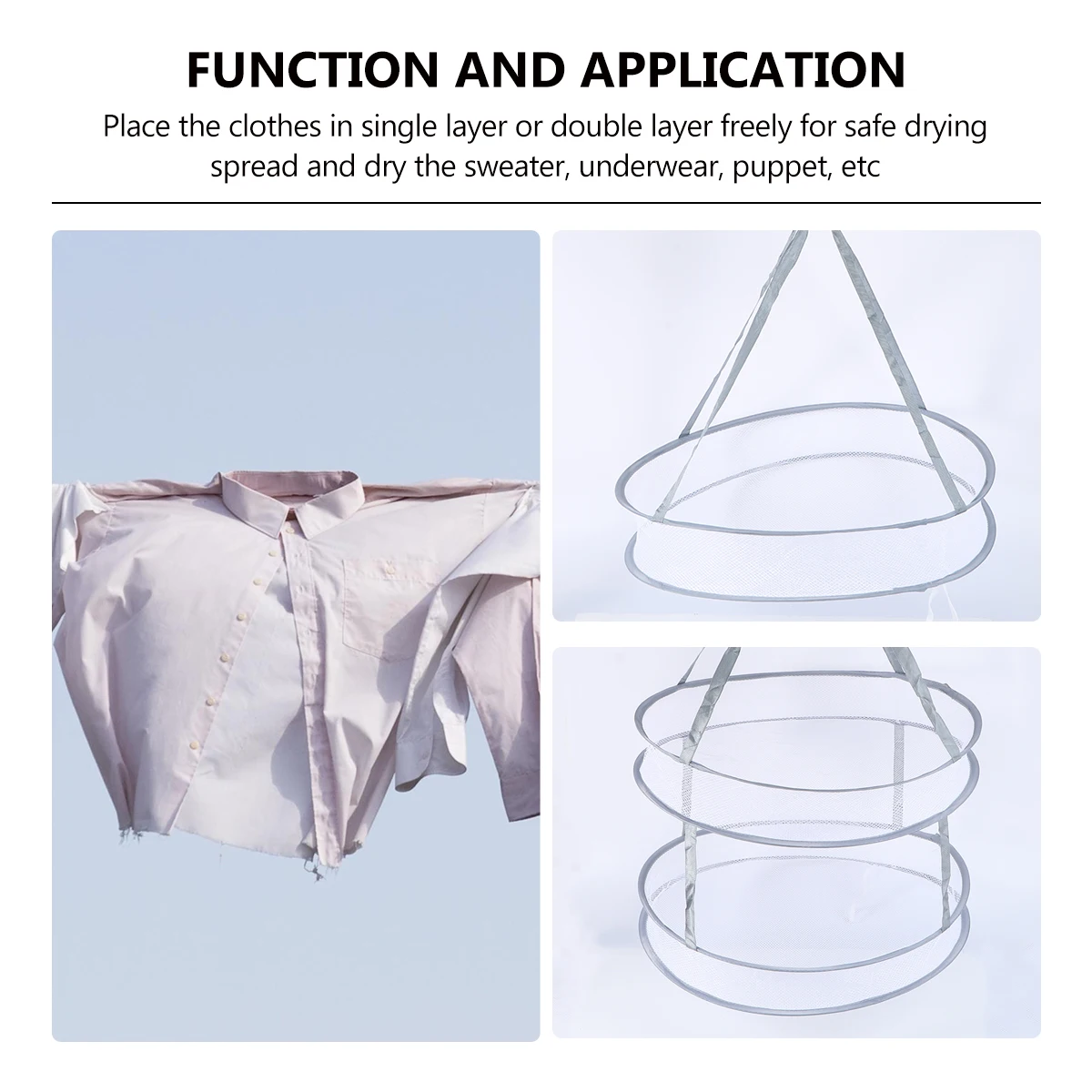 

2Pcs Clothes Drying Rack Storage Basket Iron Fabric Hangers Multifunctional Laundry Wardrobe Space Saver Sock Sweater Hanging