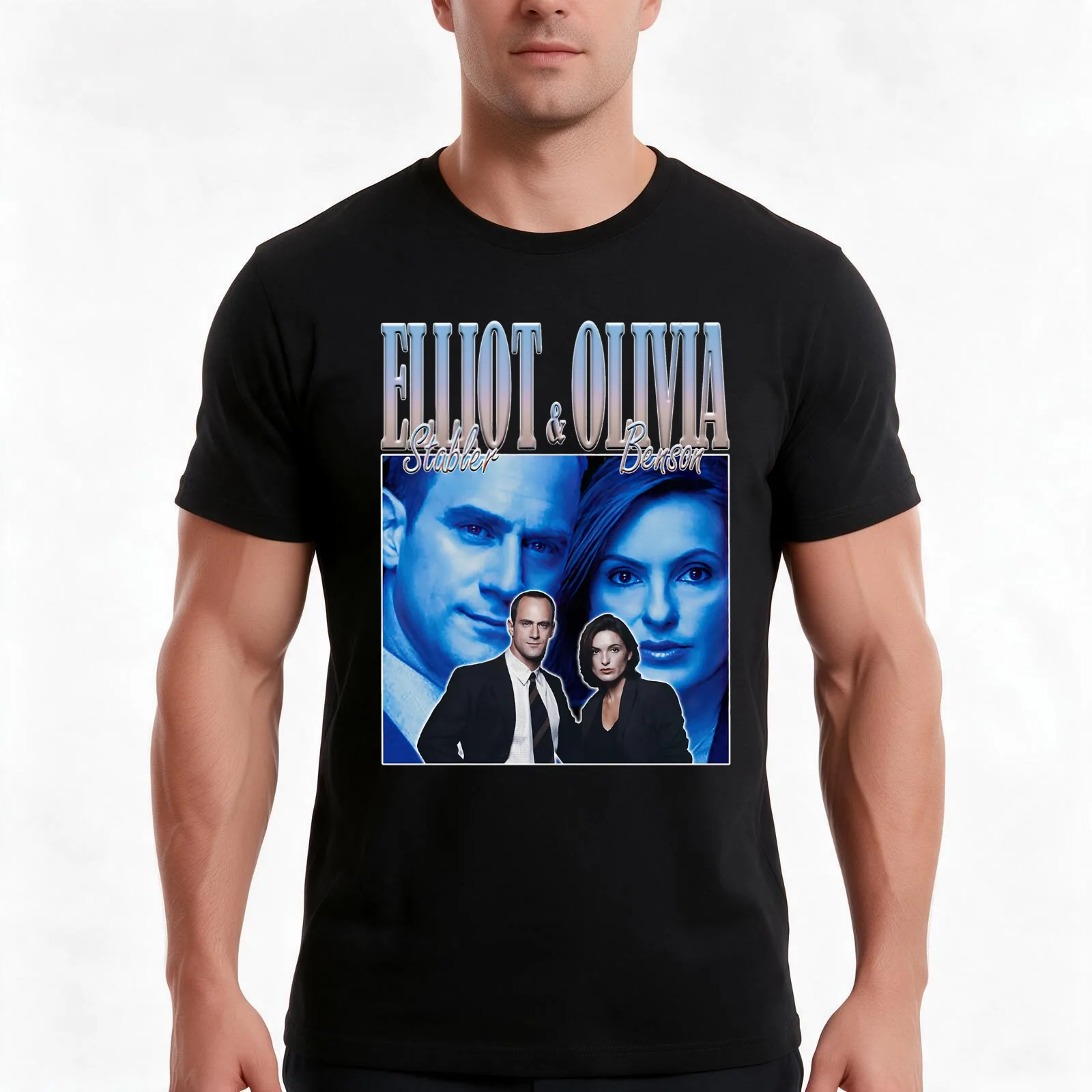 Elliot Stabler Olivia Benson T-Shirt, Summer Casual Cotton Tee, Oversized Streetwear Tops, Vintage Graphic Print, 100% Cotton