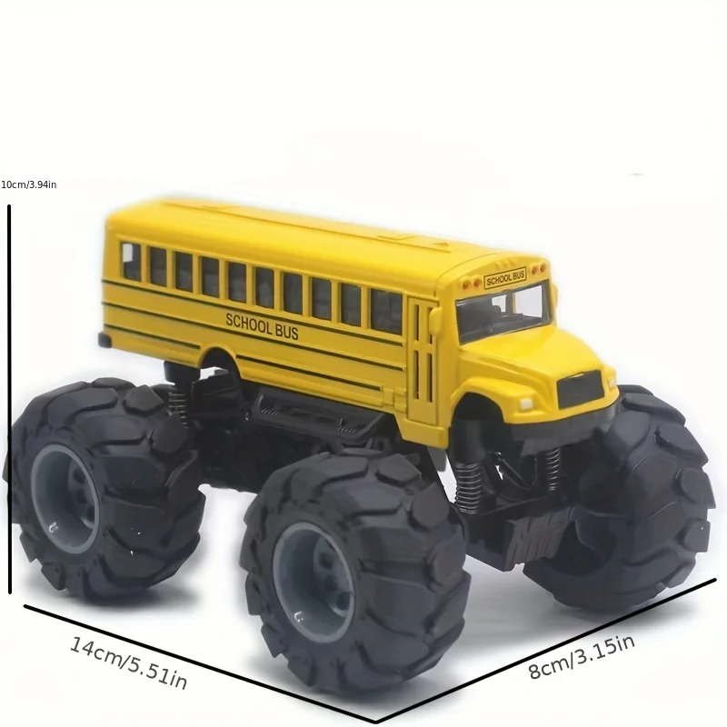 Monster School Bus Die Cast Metal Model Pullback Action Toy Monster Truck Alloy Big Wheels Play Vehicle Car Gifts for Boys Girls