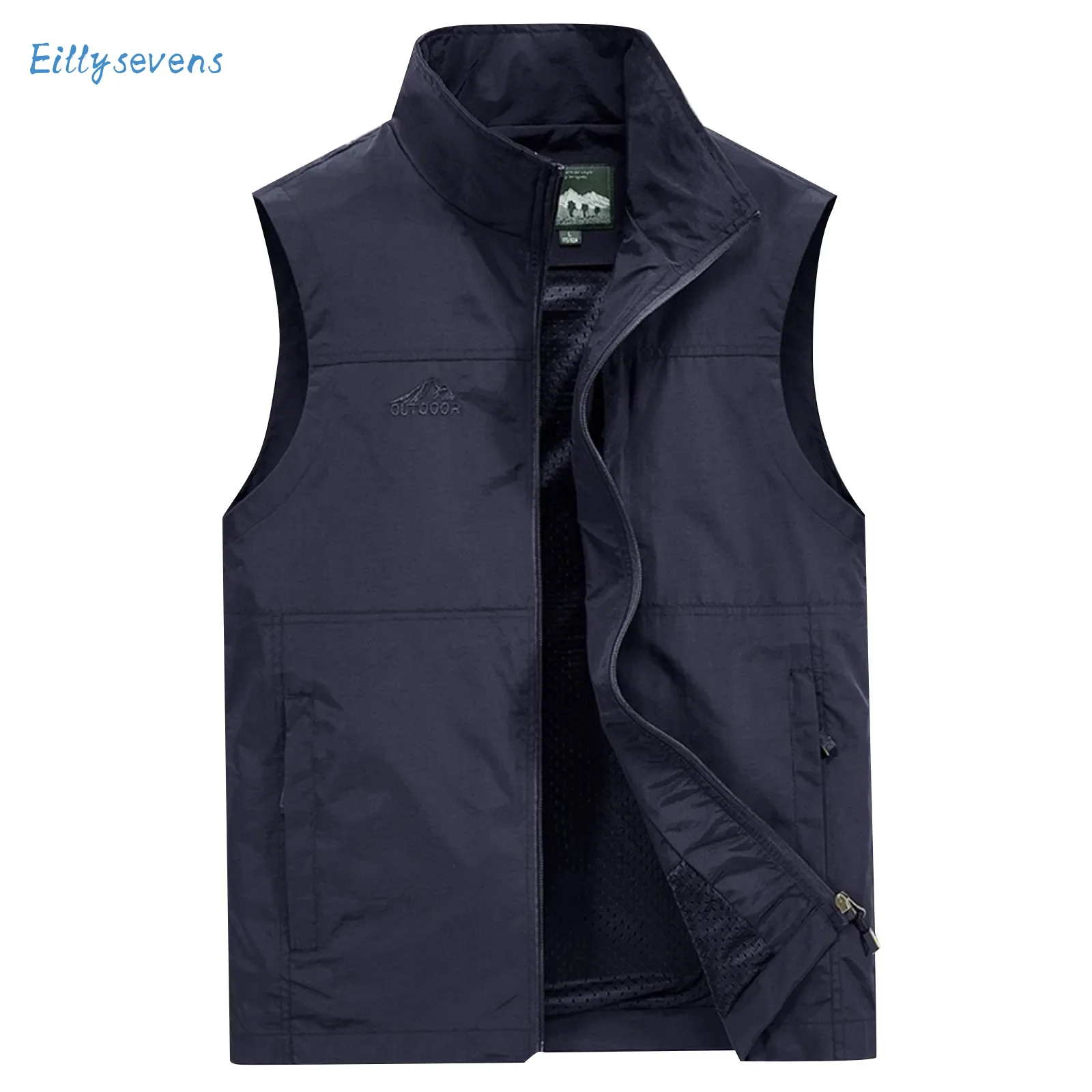 

Fashion Men Vests Tops Casual Solid Color Simple Straight Fitting Waistcoat Outdoor Camping Fishing Quick-Drying Zipper Vests