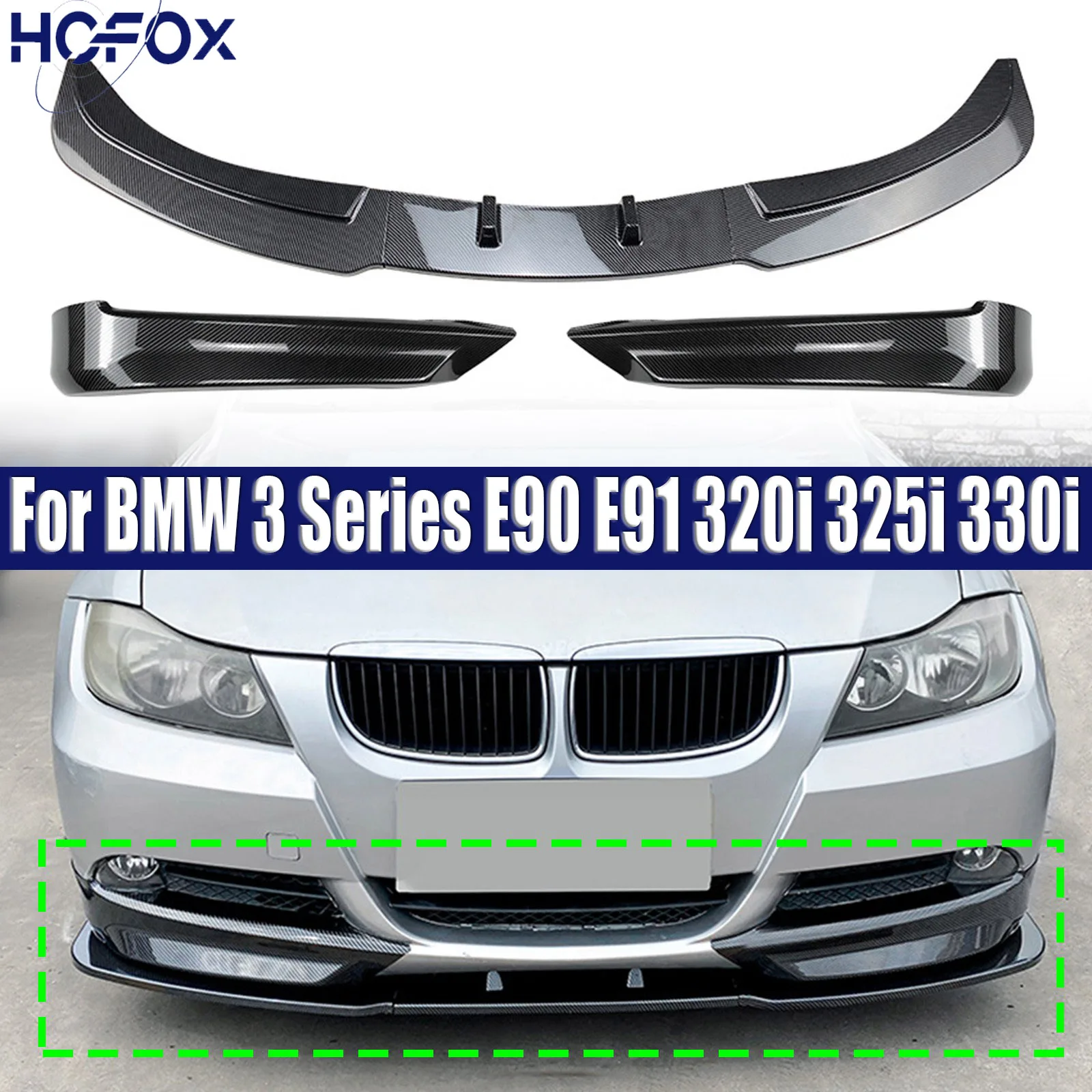 

Car Front Bumper Lip Spoiler Diffuser Splitters Cover Guard Trim For BMW 3 Series E90 E91 320i 325i 330i 2005-2008