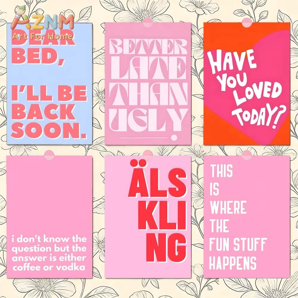 

1pc Pink Inspirational Word Quote Poster Art Living Room Home Decor