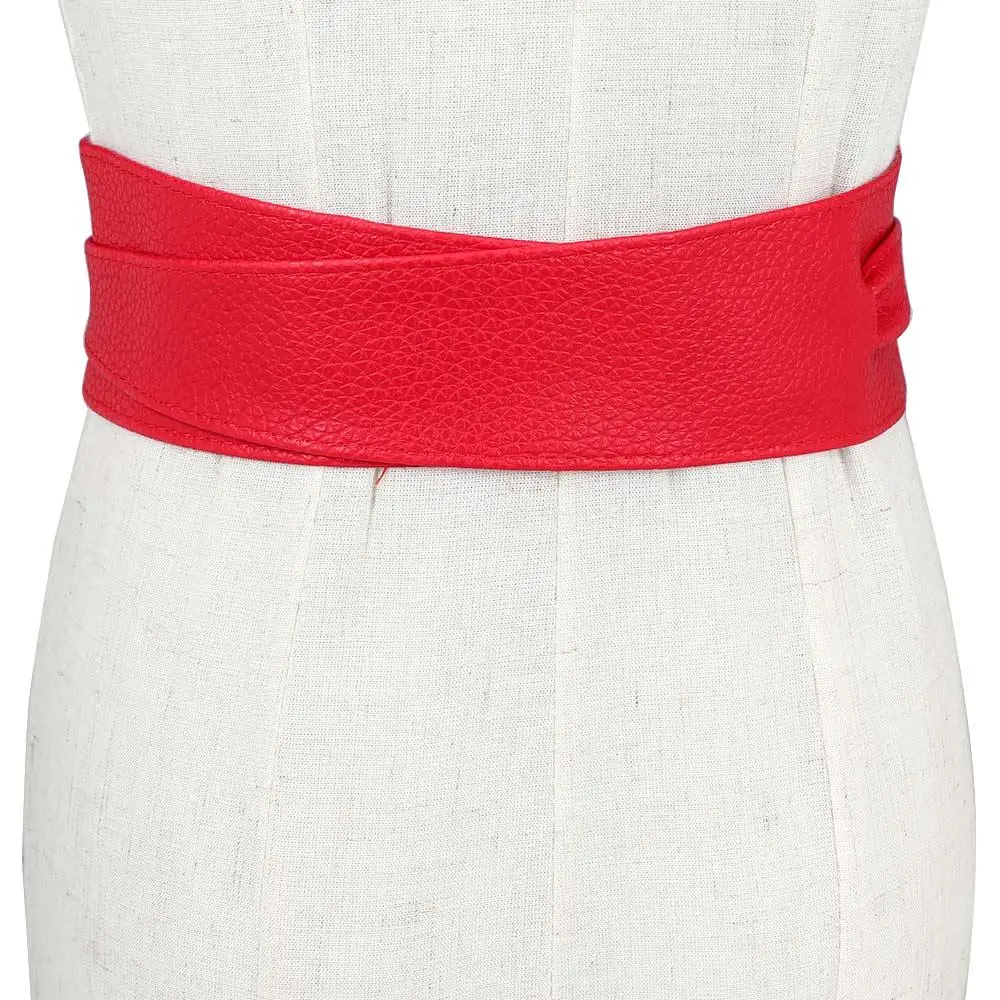 

for Female Soft Leather Dress Accessories Dress Belt Wide Self Tie Wrap Around Waist Band Elegant Bow Belt Ladies Girls Belt