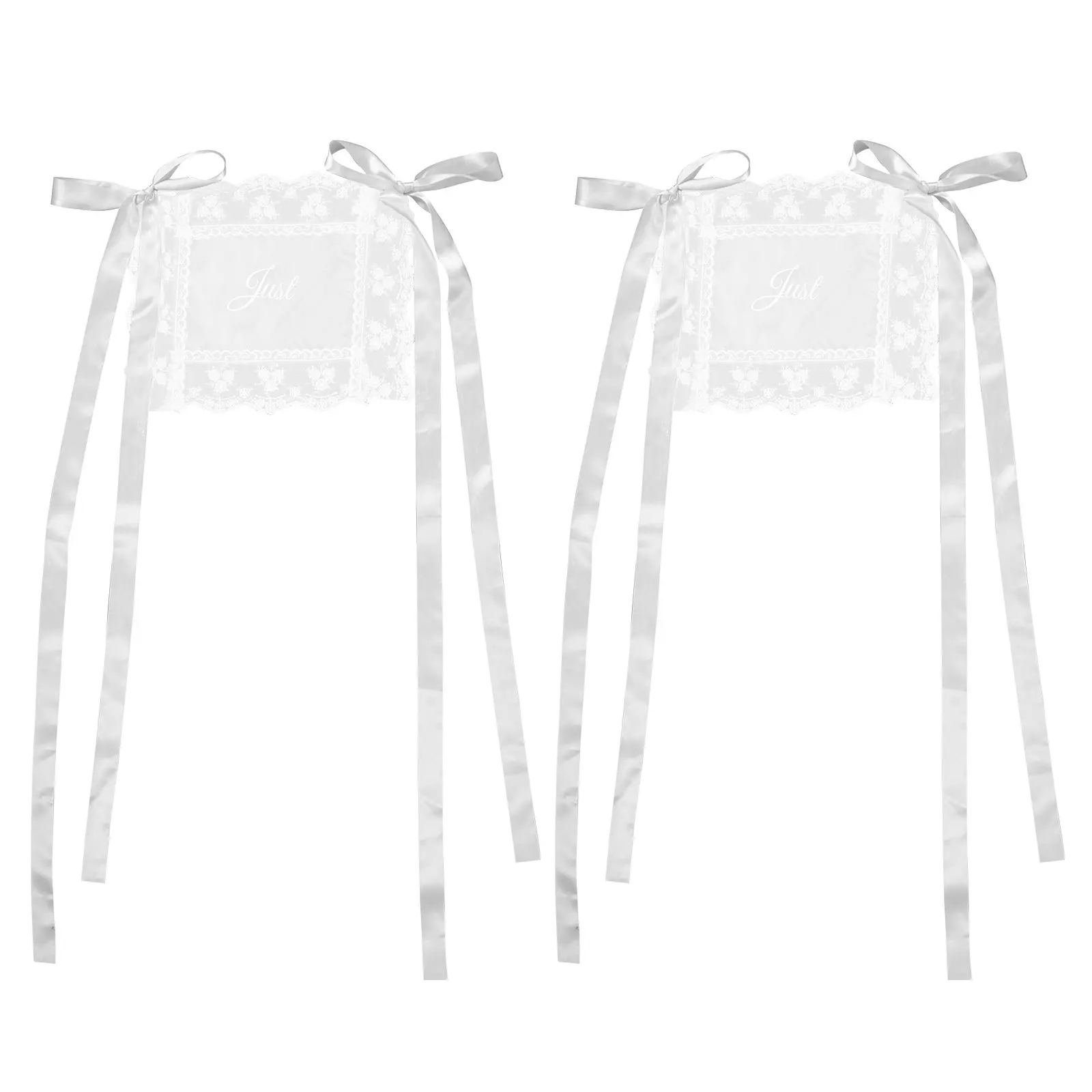 2Pcs Lace Wedding Chair Back Banner Vintage Style Sweetheart Table Seating Backdrop Romantic Bride Groom Chair Sign Decor