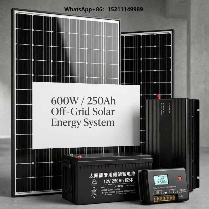 Plug-and-Play Monocrystalline Silicon Off-Grid Solar Panel Kit for RV Boat Shed 600W 60A MPPT 200Ah Battery Low MOQ