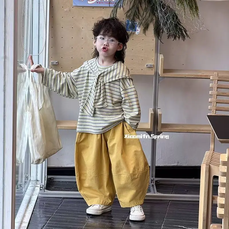 

Boys' Hoodie And Pants Set 2026 Spring Outfit New T-shirt Shawl Round Neck Base Shirt Lantern Pants Casual Two-piece Set