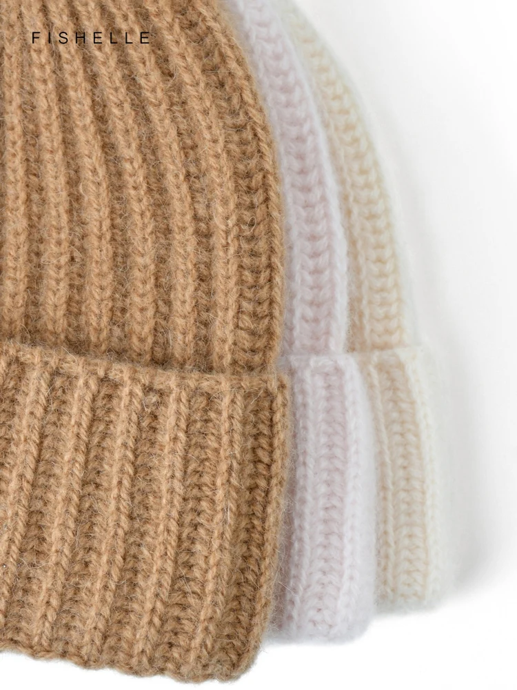 Solid color simple style wool hat for women autumn winter warm knitting wool beanie for men adults casual cap