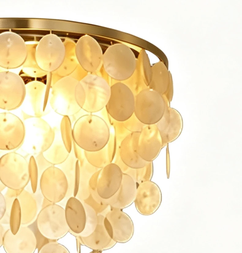 Romantic Shell LED Ceiling Light E27 Bulb Gold Metal Base