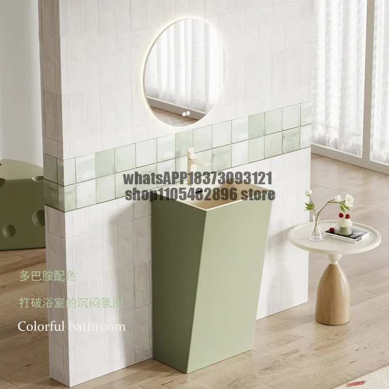 

Cream-style column basin floor-standing integrated ceramic washbasin, household color washbasin, bathroom household column basin