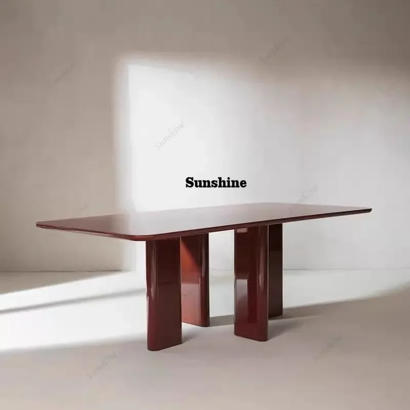 

Скандинавский минималистичный обеденный стол из цельного дерева, длинный, в стиле легкой роскоши, современный, простой рабочий стол TJ.