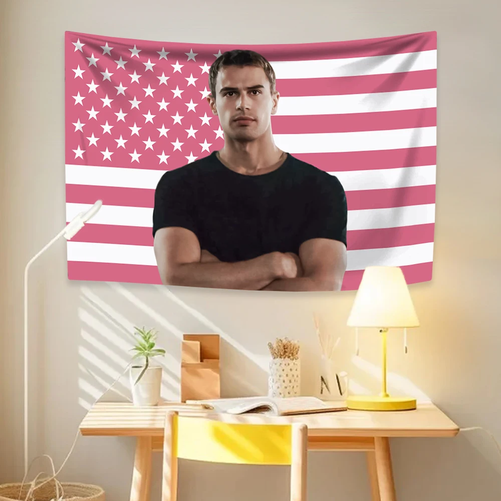 British Actor Tapestry Theo James American Flag Home Decor Wall Hanging Covering Cloth Bedroom Dorm Background Fans Gift