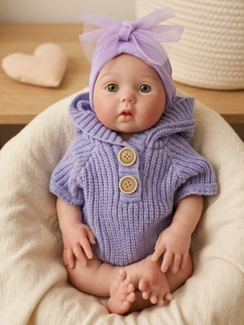 18‑Inch Full Silicone Collectible Doll, Open Eyes Design, Lifelike Realistic Texture, Flexible Poseable Body for Display